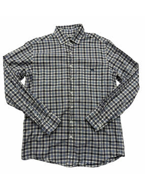 Rodd & Gunn Mile Creek Button-Down Shirt Blue Grey Check Size S